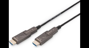 Digitus AK-330127-100-S HDMI-kabel HDMI Aansluitkabel HDMI-A-stekker 10 m Zwart 4K UHD, Afgeschermd (drievoudig), Flexi