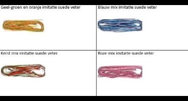 Assortiment suedeveter -Imitatiesuede veter- [Roze] - [Kerst mix imitatie suede veter] - [Blauw mix imitatie suede veter] -  [Geel-groen en oranje imitatie suede veter]