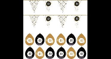 Haza - Verjaardag 40 jaar feestartikelen pakket vlaggetjes/ballonnen