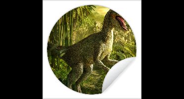 Behangsticker kinderkamer - Dinosaurus - Planten - Groen - Illustratie - Kinderen - Jongens - Jongenskamer decoratie - ⌀ 30 cm