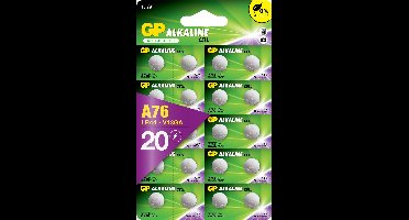 GP Extra LR44 batterij knoopcel alkaline 1,5V | batterijen LR44 (compatibel met V13GA, AG13, A76, L1154F) - 20 stuks