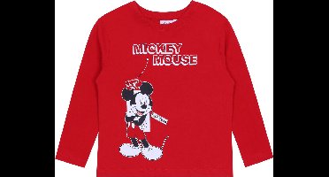 Rood shirt met een Mickey Mouse-print, lange mouwen en een ronde halslijn - DISNEY / 128