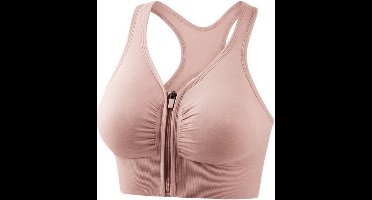 Sportbeha met voorsluiting - Pastel Roze - Small - Let op! Valt klein, bestel minimaal een maat groter.