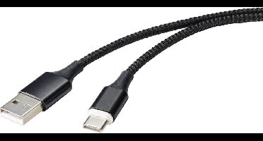 Renkforce RF-4746076 USB-kabel USB 2.0 USB-A stekker, USB-C stekker 1.00 m Zwart Magnetische stekker