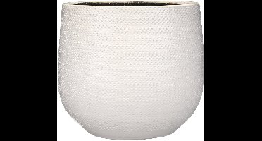 Mica Decorations Plantenpot - wit - geribbeld - keramiek - 25x29cm plantenpotten