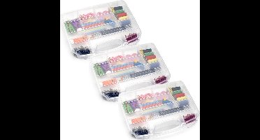 Plasticforte Opbergkoffertje - 5x - 8 vaks - kunststof - transparant - 36 x 28,5 x 6 cm - opbergers