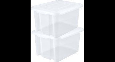 EDA Opbergbox 80L - 4x - wit - stapelbaar - L56 x B50 x H36 cm - kunststof - Bak/doos met deksel