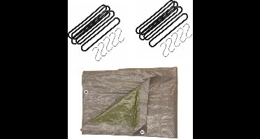 Talentools - Afdekzeil grijs 2x3 meter met 10x spanrubbers en S-haken