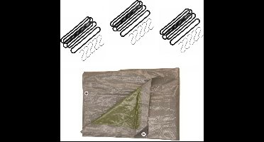 Talentools - Afdekzeil grijs 5 x 8 meter met 25 spanrubbers en S-haken