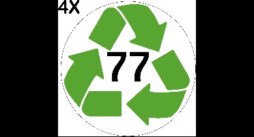 Containerstickers Huisnummer "214" - 25x25cm - Witte Cirkel met Groen Recycle Logo en Zwart Nummer- Set van 4 dezelfde Vinyl Stickers - Klikostickers