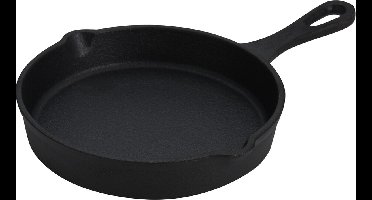 Excellent Houseware Serveerpannetje - met steel - D14 cm - gietijzer - rond - pan - tapas pannetje