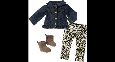 Sophia's by Teamson Kids Poppenkledingset voor 45.7 cm Poppen - Spijkerjasje, Leggings en Laarzen - Poppen Accessoires - Dierenprint (Pop niet inbegrepen)