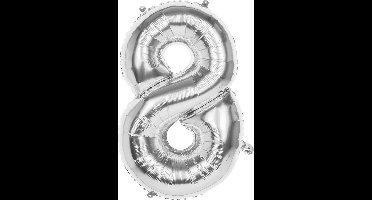 Boland - Folieballon '8' zilver (86 cm) 8 - Zilver - Cijfer ballon