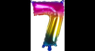 Boland - Folieballon '7' regenboog (36 cm) 7 - Multi - Cijfer ballon