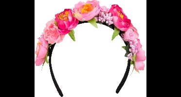 Boland - Diadeem Lotus Roze - Één maat - Volwassenen - Vrouwen - Hawaii - Festival