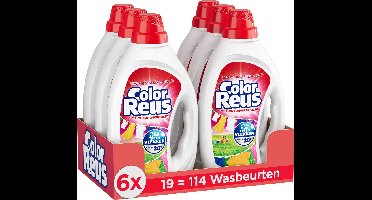Color Reus Gel - Vloeibaar Wasmiddel - Gekleurde Was - Voordeelverpakking - 6 x 19 Wasbeurten
