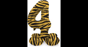 Folat - Staande folieballon Cijfer 4 Tiger Chic - 41 cm