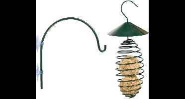 Esschert Design Vogelvoer houder - met dak - metaal 25cm - incl. raamhaak - 16cm