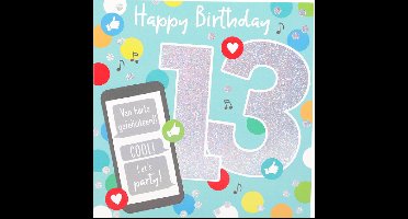 Depesche - Cijferkaart met muziek, vierkant met de tekst "13 - Happy Birthday - Van harte ..." - mot. 023