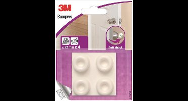 3M schokdempende meubel- en deurbuffer - wit - 22 mm rond - 4 stuks