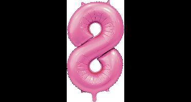 Cijferballon XXL | 8 satijn roze -