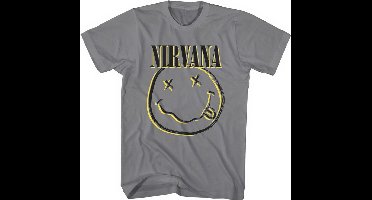 Nirvana - Inverse Happy Face Heren T-shirt - M - Grijs