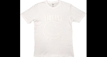Nirvana - White Happy Face Heren T-shirt - XL - Wit