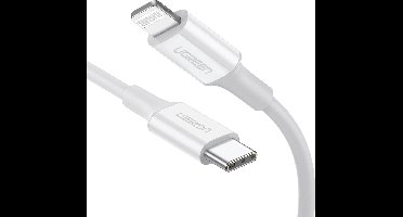 UGREEN USB C naar Lightning Kabel MFi Gecertificeerd PD Snel Opladen Type C iPhone Kabel Voor iPhone 13/13 Mini/ 13 Pro Max, iPhone 12/11/12 Pro/X/XR/XS MAX enz. (1M, Wit)