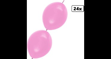 24x Doorknoop ballon lichtroze 25cm – Link Ballon - festival themafeest geboorte party