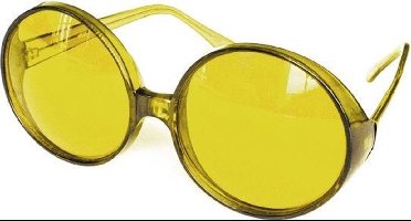 Wilbers & Wilbers - Hippie Kostuum - Hippie Festival Gele Zonnebril - Geel - One Size - Carnavalskleding - Verkleedkleding