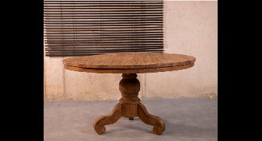 D - Livingfurn - Eetkamertafel DK Rond - Teak Hout - Klassieke Poot - 160 cm