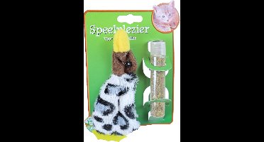 Boon kattenspeelgoed op kaart pluche eend met catnip vulbaar, 15 cm