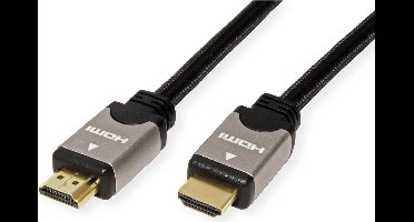 ROLINE HDMI HighSpeed kabel met Ethernet, M/M, zwart / zilver, 3 m