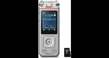 Philips DVT41225 VoiceTracer Audio recorder - 3MIC Stereo MP3/PCM - 24-bits/44.1 kHz - 8GB - WIFI/ Smartphone app Android/iOS - USB-C - Incl. Philips Micro SD kaart 32 GB