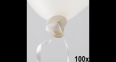 100 Automatische snelsluiters met lint Wit - Ballonnen Ballon Snel Sluiter Knoopje Helium