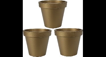 Pro Garden Plantenpot/bloempot Botanic Gold - 3x - Tuin buiten - kunststof - mat goud- Dia 20 cm - rond