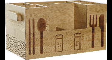 Items keukengerei/bestek houder - 31 x 16 x 15 cm - bamboe hout