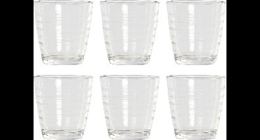 18x Stuks transparante waterglazen/drinkglazen streep relief 250 ml van glas - Keuken/servies basics