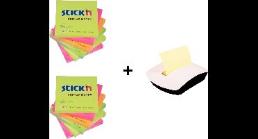 Stick'n Sticky Z-notes - 12 blokjes neon gemengd - inclusief memoblokhouder