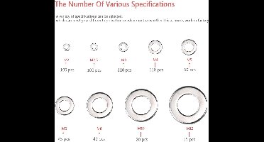 Metalen platte ringen, 600 stuks roestvrijstalen ringen geassorteerde set, metalen ronde wasmachines, 9 soorten ringen voor bouten en schroeven (M2/M2.5/M3/M4/M5/M6/M8/M10/M12/mm) (zilver)