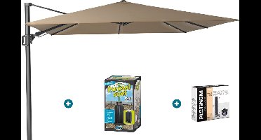 Platinum Challenger zweefparasol T2 - 3x3 m. - Taupe - met ingraafvoet en hoes