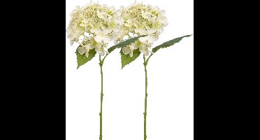 Emerald Kunstbloem hortensia tak - 2x - 50 cm - wit - kunst zijdebloem - Hydrangea - decoratie bloem