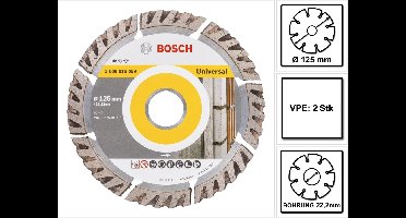 Bosch Standard voor Universele diamantdoorslijpschijf 125 x 22,23 mm 2 st. ( 2x 2608615059 ) voor beton, staal-beton, baksteen, kalk en zandsteen