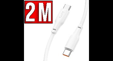Hoco X93 Oplaad & Data Type C naar Type C Kabel - Geschikt voor USB-C Smartphones, Tablets, PC & Laptop - 2 meter 60W- Wit