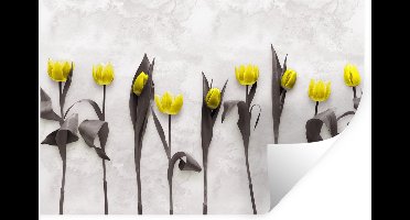 Muurstickers - Sticker Folie - Bloemen - Tulpen - Marmer - 30x20 cm - Plakfolie - Muurstickers Kinderkamer - Zelfklevend Behang - Zelfklevend behangpapier - Stickerfolie
