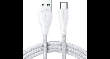 Joyroom 0.25m Nylon USB-C oplaadkabel - 3A Snellader - Wit