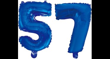 Folieballon 57 jaar blauw 86cm