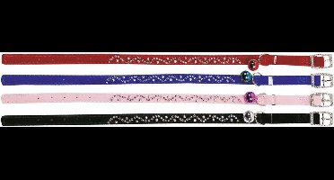 Flamingo Kattenhalsband Velours Diamond Wave - Rood