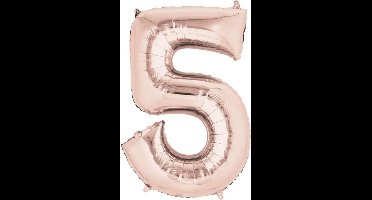 Folieballon Cijfer 5 - Rosé goud XL