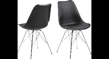 Set van 4 Erin eetkamerstoel zwart, chroom.